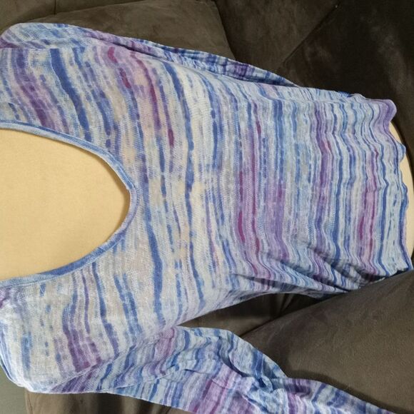 Jockey lightweight semi-sheer Blue/Purple/White v-neck hoody. - Picture 2 of 6